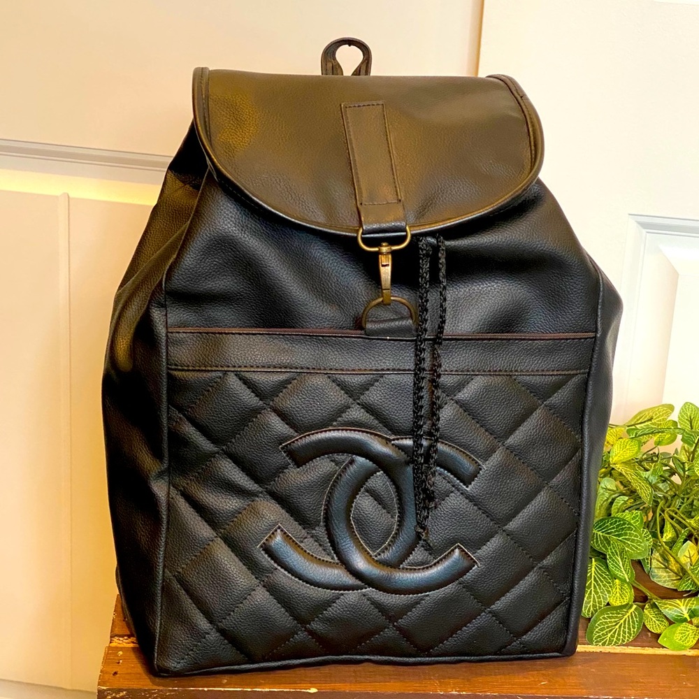 New!  Quilted Double C Drawstring Backpack